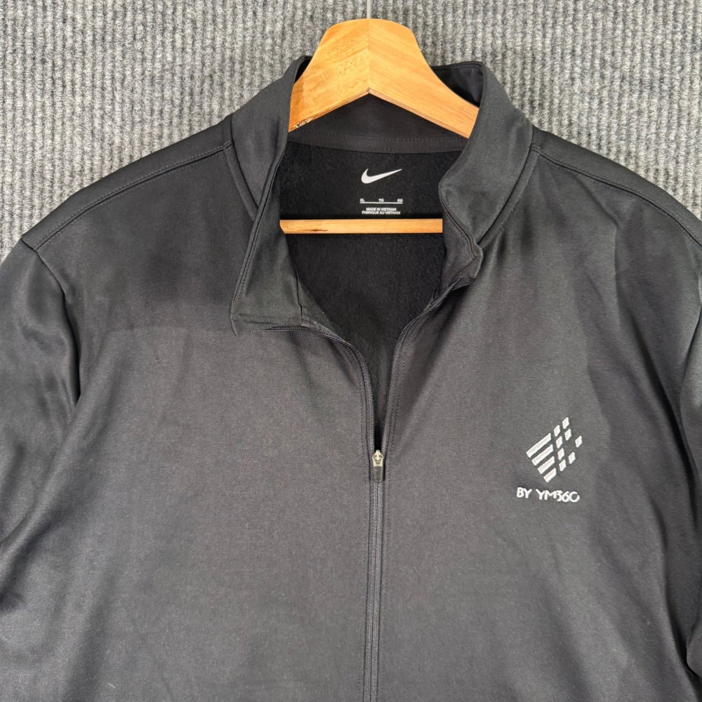 Nike Mens XL Black‎ Full Zip Training Jacket Lightweight Athleisure YM360 Logo
